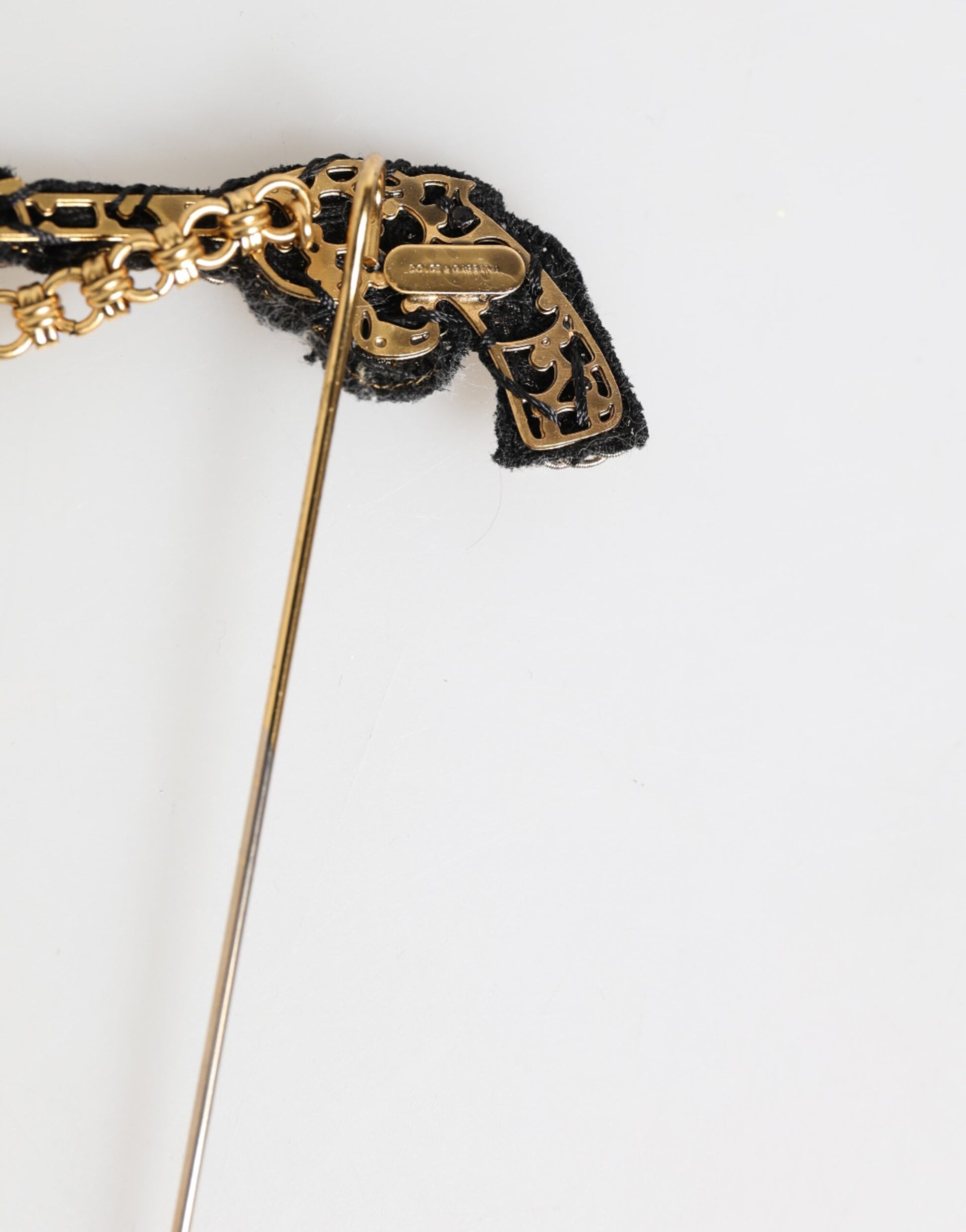 Dolce & Gabbana Lapel Pin Brass Copper Revolver Men Accessories Brooch - ClickThatClicks 