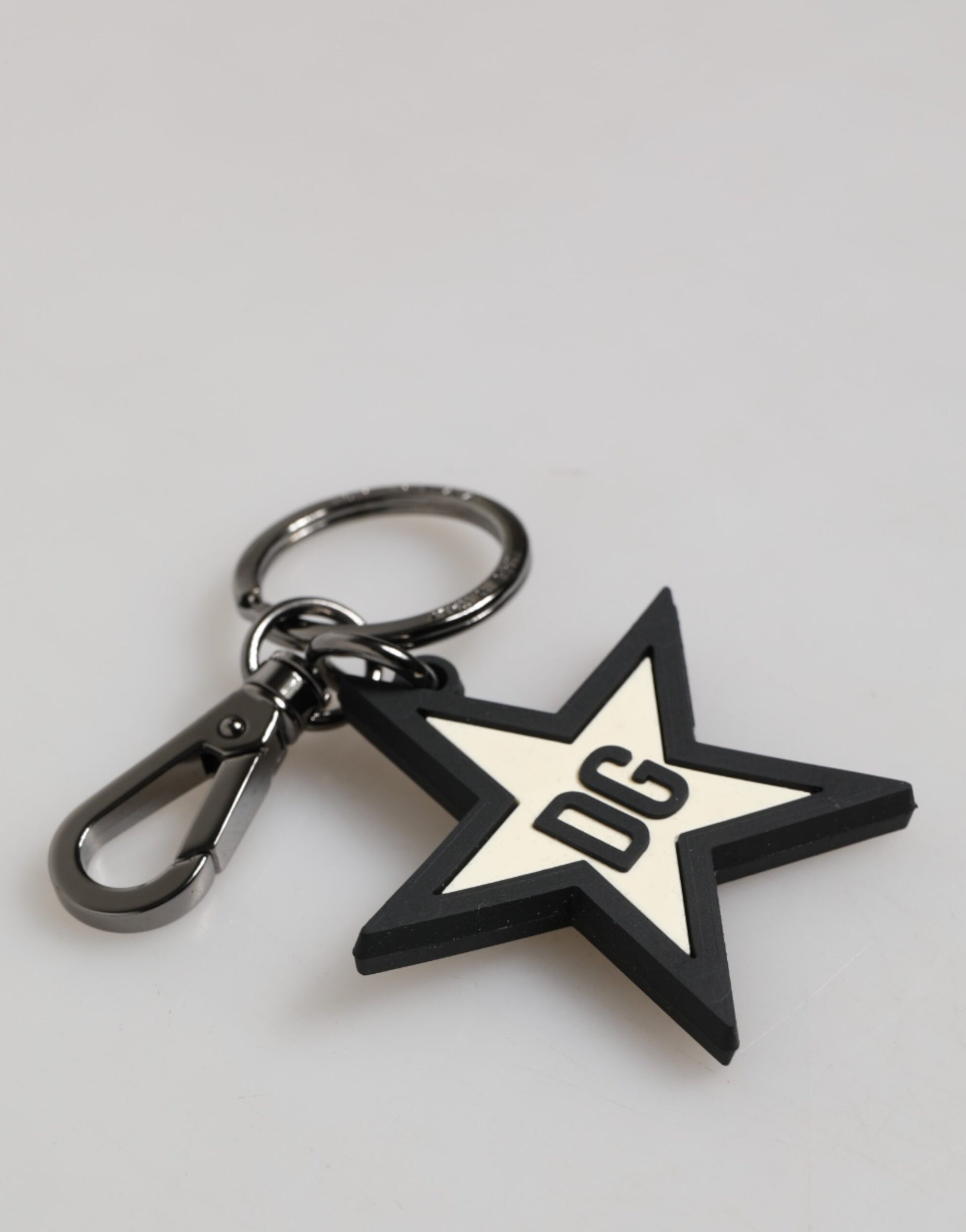 Dolce & Gabbana White Black DG Logo Star Rubber Men's Keychain Keyring - ClickThatClicks 