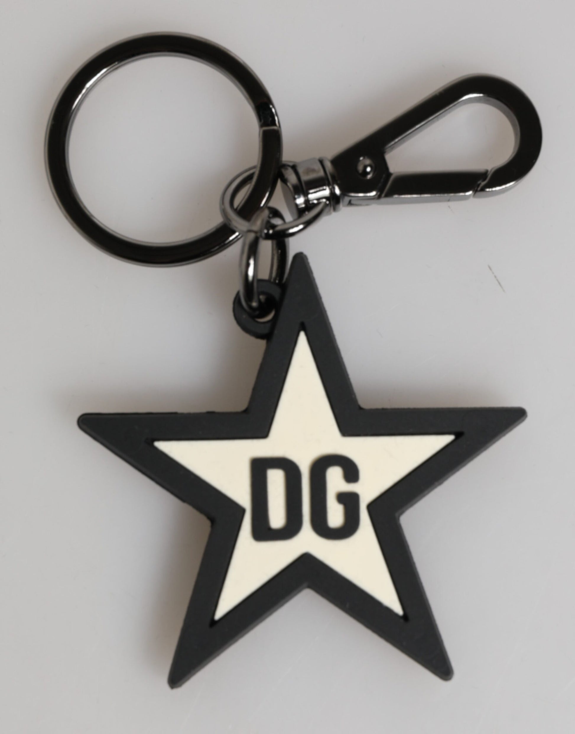 Dolce & Gabbana White Black DG Logo Star Rubber Men's Keychain Keyring - ClickThatClicks 