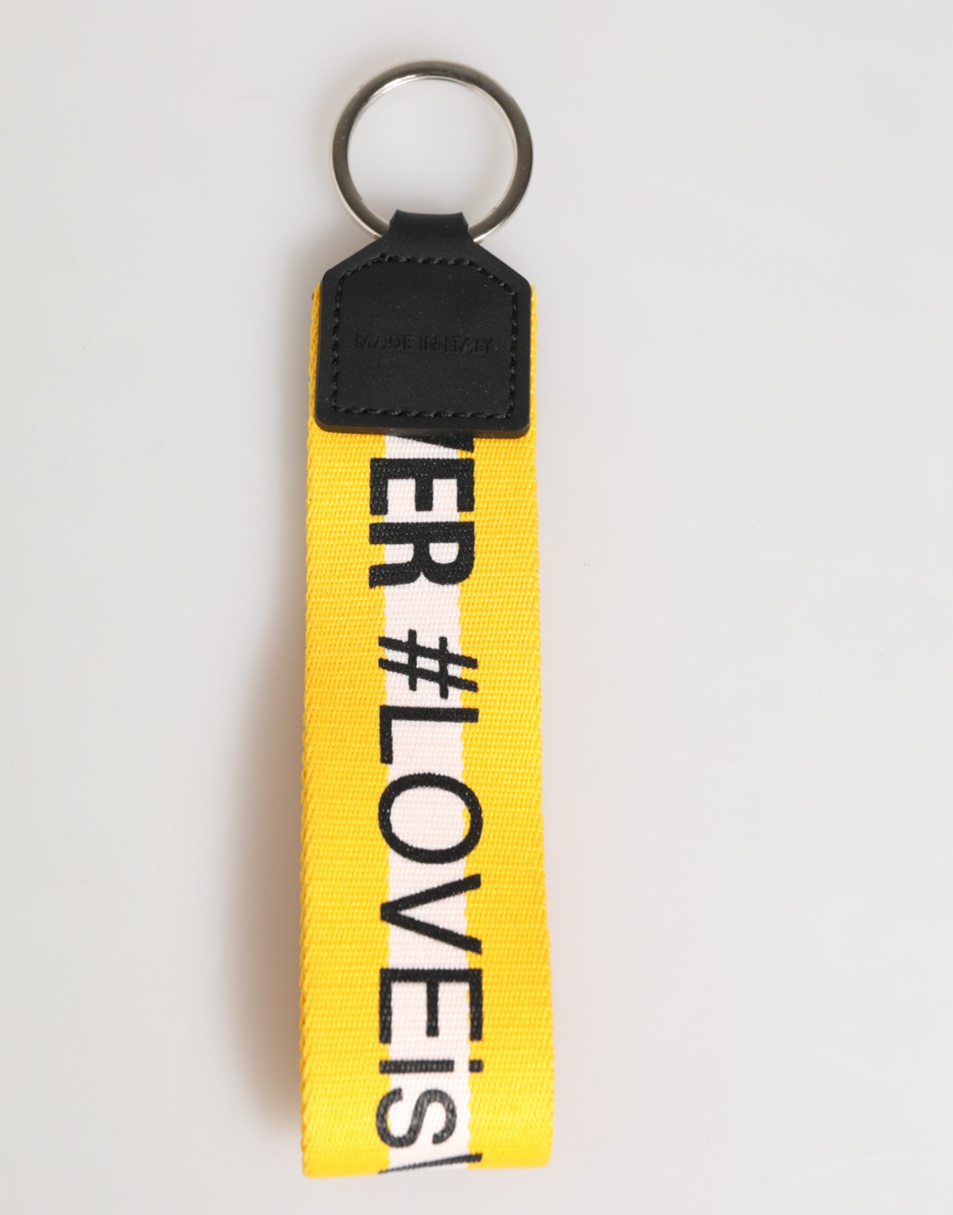 Dolce & Gabbana Yellow Logo Polyester Silver Brass Holder Keychain Keyring - ClickThatClicks 