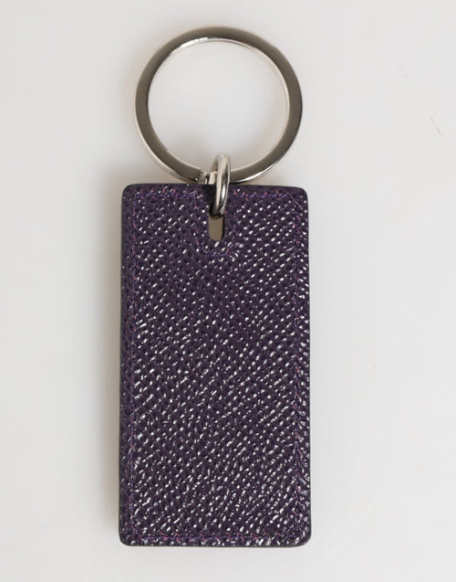 Dolce & Gabbana Violet Leather Logo Metal Ring Men Keychain Keyring - ClickThatClicks 