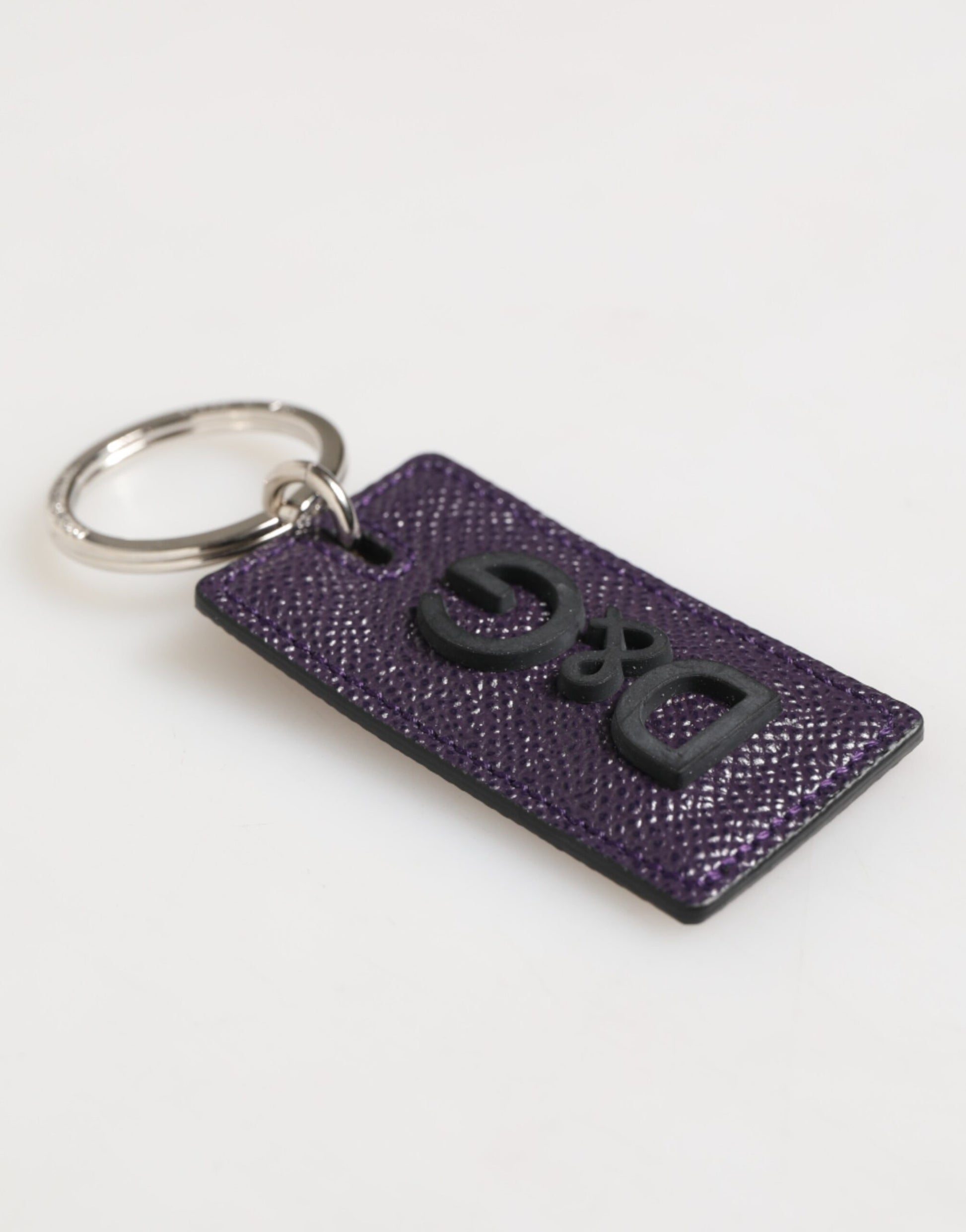 Dolce & Gabbana Violet Leather Logo Metal Ring Men Keychain Keyring - ClickThatClicks 