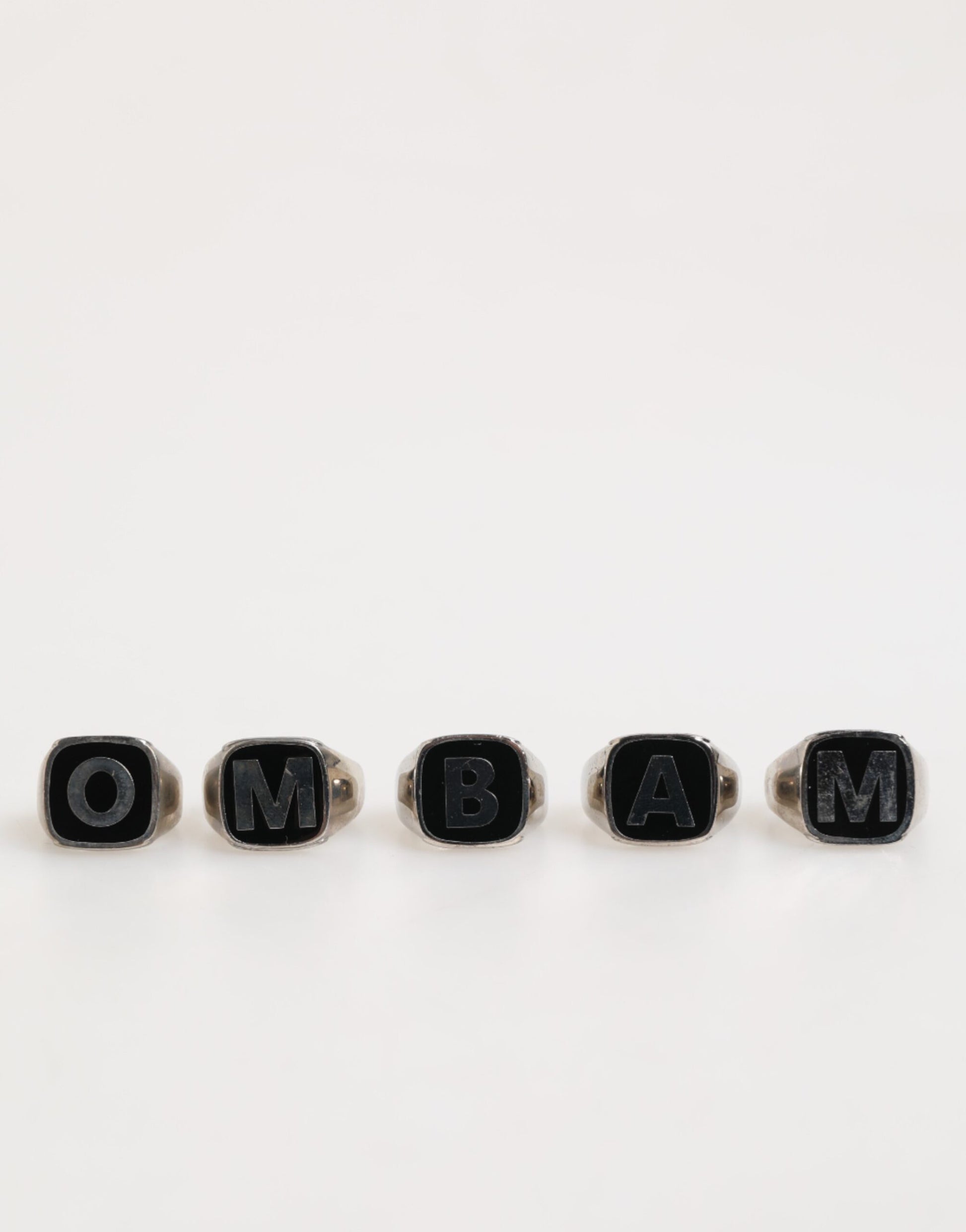 Dolce & Gabbana Silver Tone Brass Lettering Set 5 Pieces Adjustable Ring - ClickThatClicks 