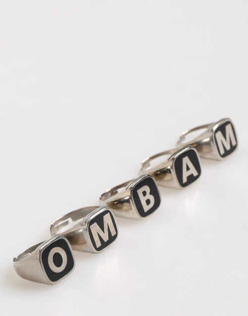 Dolce & Gabbana Silver Tone Brass Lettering Set 5 Pieces Adjustable Ring - ClickThatClicks 