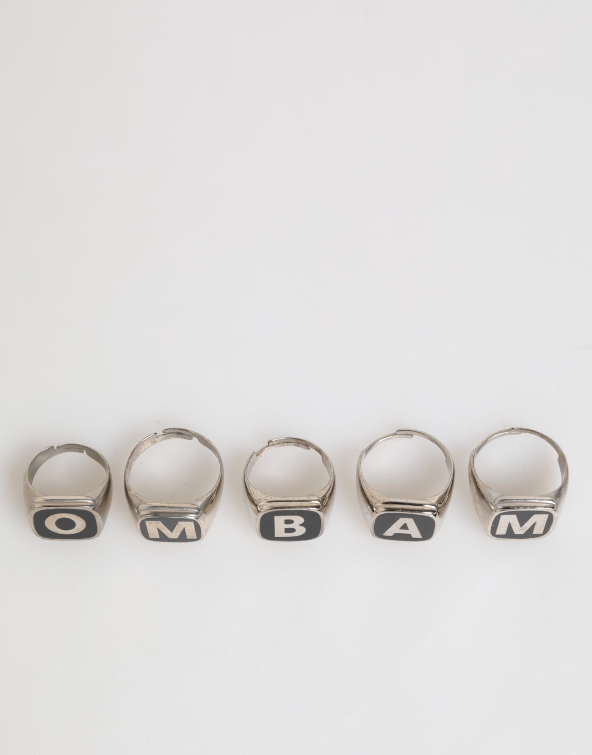 Dolce & Gabbana Silver Tone Brass Lettering Set 5 Pieces Adjustable Ring - ClickThatClicks 