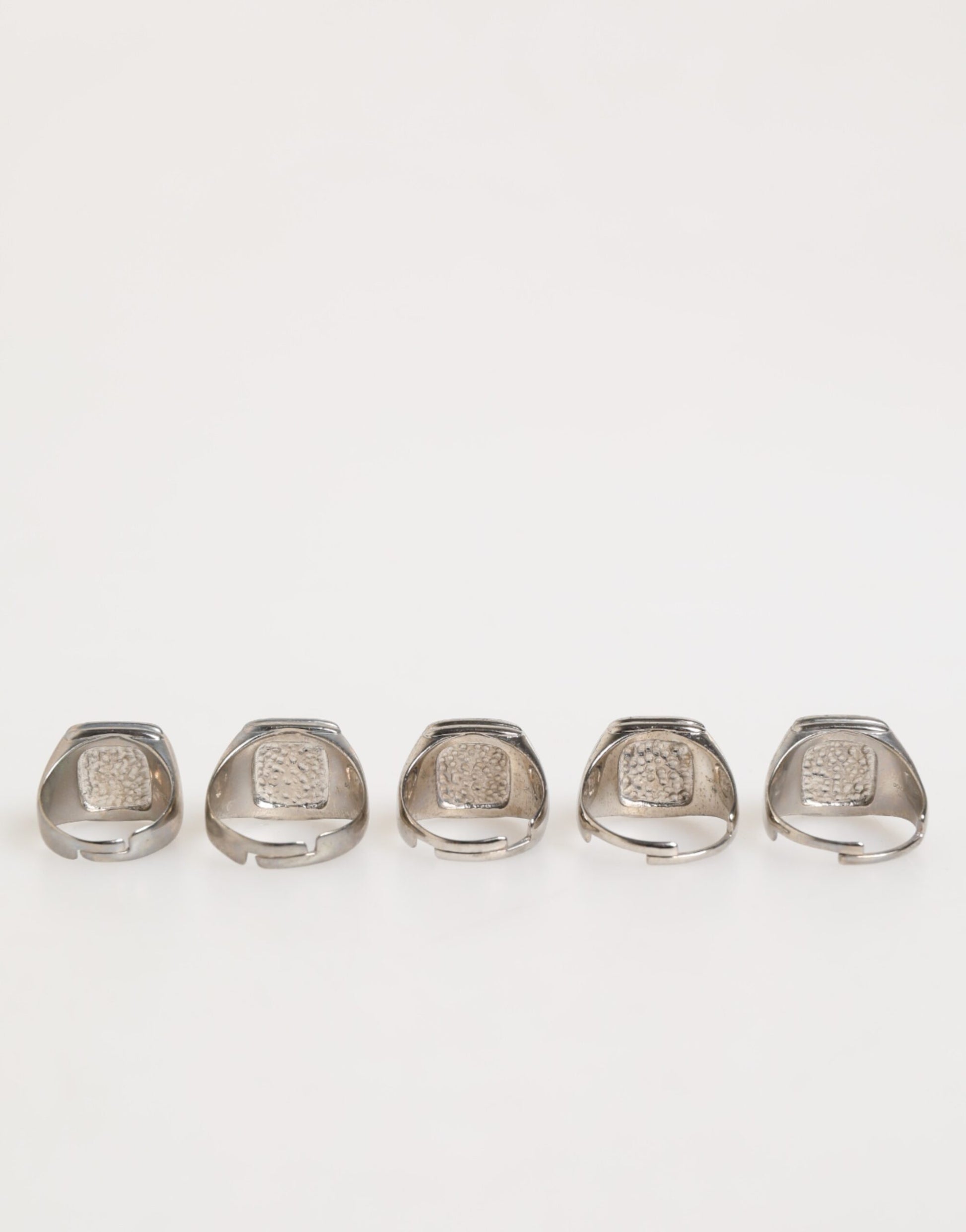 Dolce & Gabbana Silver Tone Brass Lettering Set 5 Pieces Adjustable Ring - ClickThatClicks 