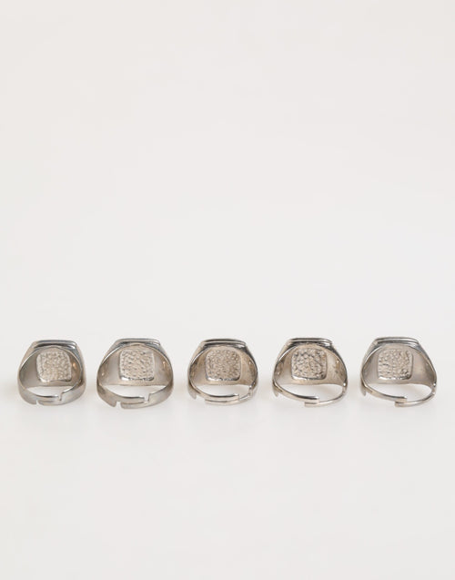 Dolce & Gabbana Silver Tone Brass Lettering Set 5 Pieces Adjustable Ring - ClickThatClicks 
