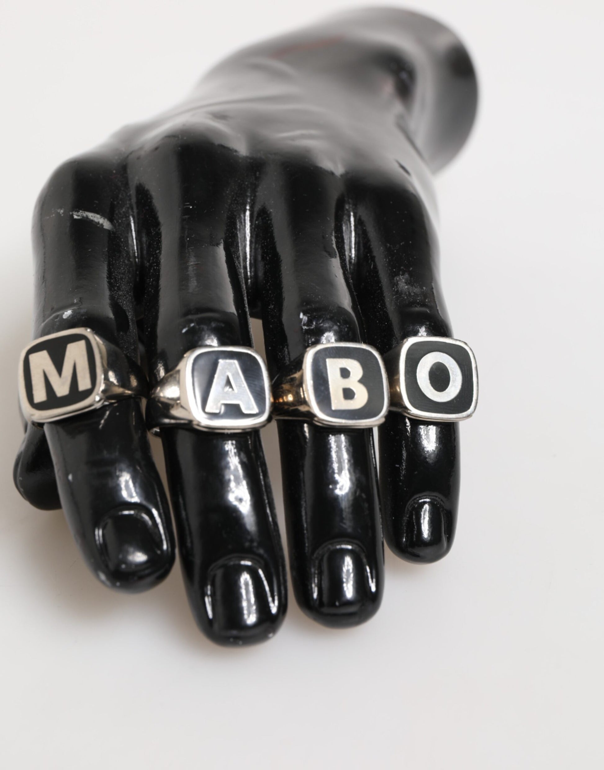 Dolce & Gabbana Silver Tone Brass Lettering Set 5 Pieces Adjustable Ring - ClickThatClicks 