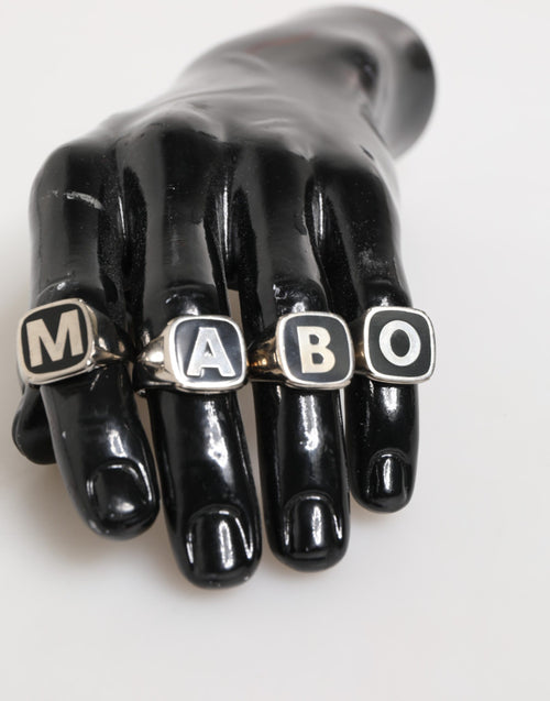 Dolce & Gabbana Silver Tone Brass Lettering Set 5 Pieces Adjustable Ring - ClickThatClicks 