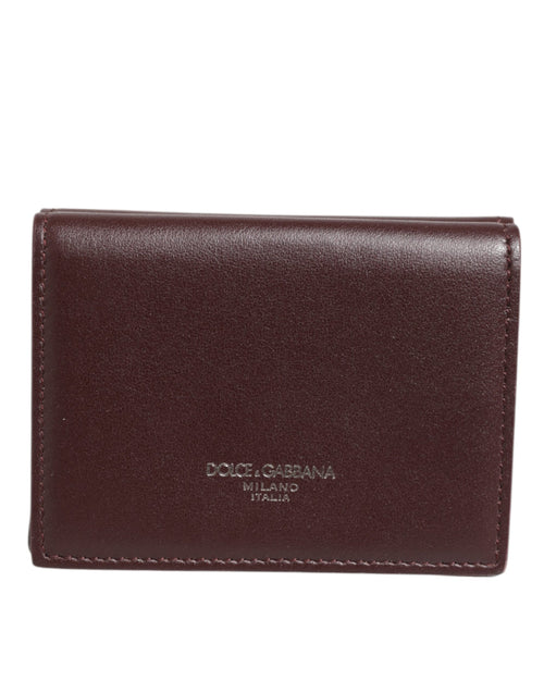 Dolce & Gabbana Leather Embossed Logo Trifold Men Card Holder Dark Brown - ClickThatClicks 