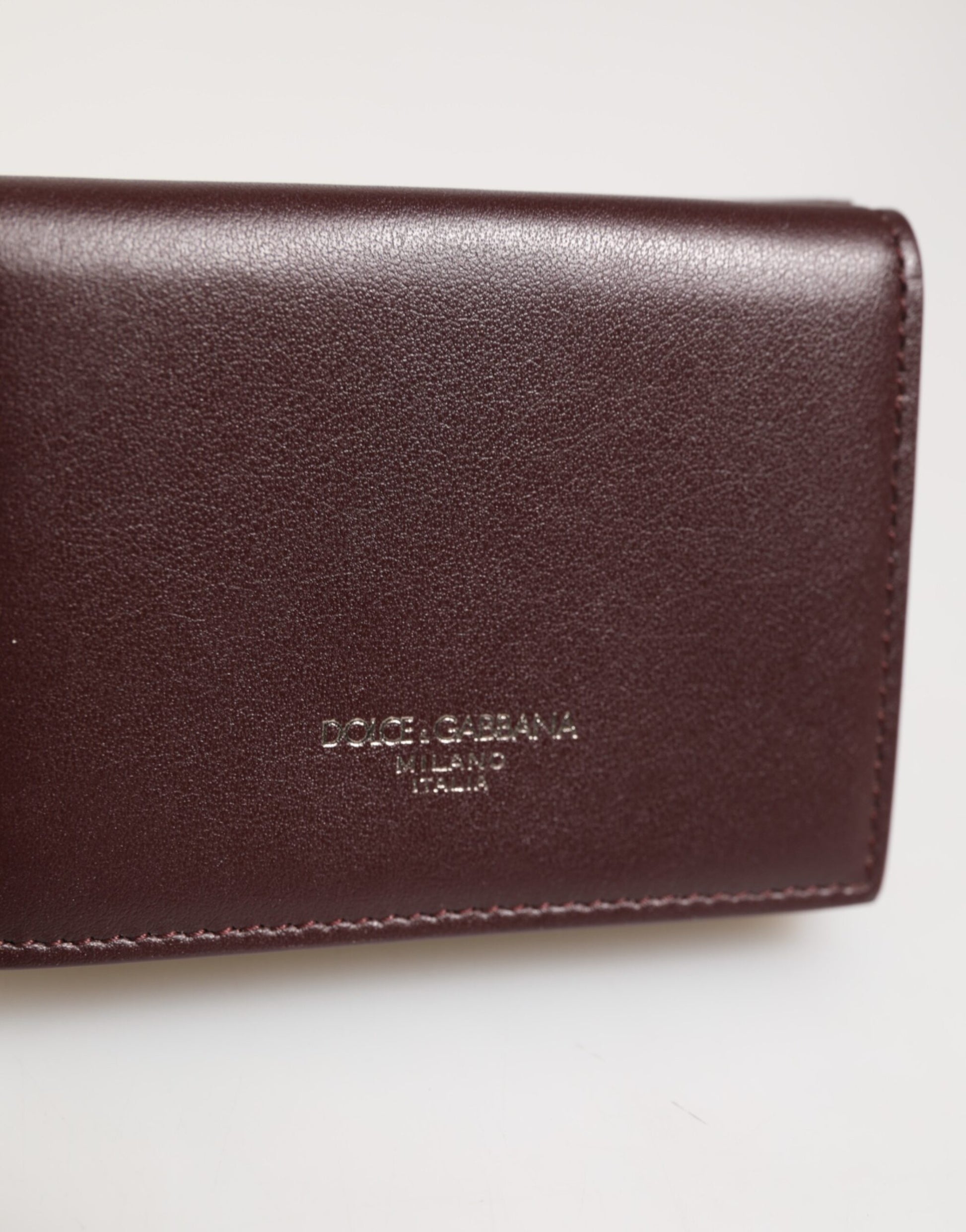Dolce & Gabbana Leather Embossed Logo Trifold Men Card Holder Dark Brown - ClickThatClicks 
