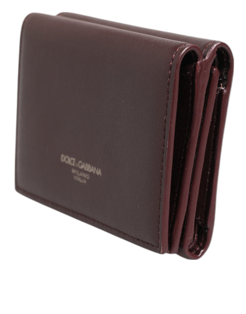 Dolce & Gabbana Leather Embossed Logo Trifold Men Card Holder Dark Brown - ClickThatClicks 