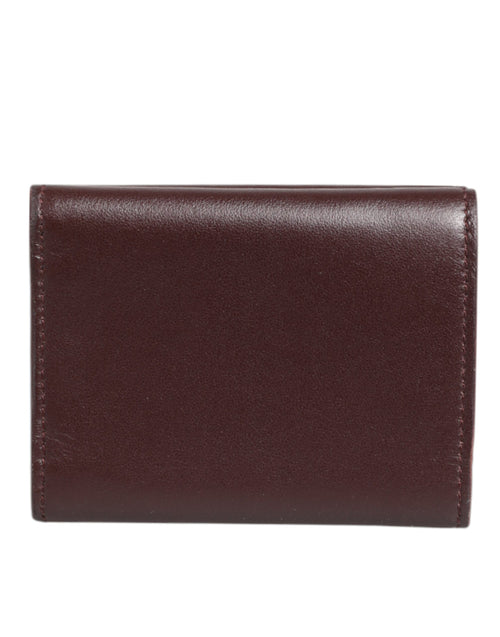 Dolce & Gabbana Leather Embossed Logo Trifold Men Card Holder Dark Brown - ClickThatClicks 