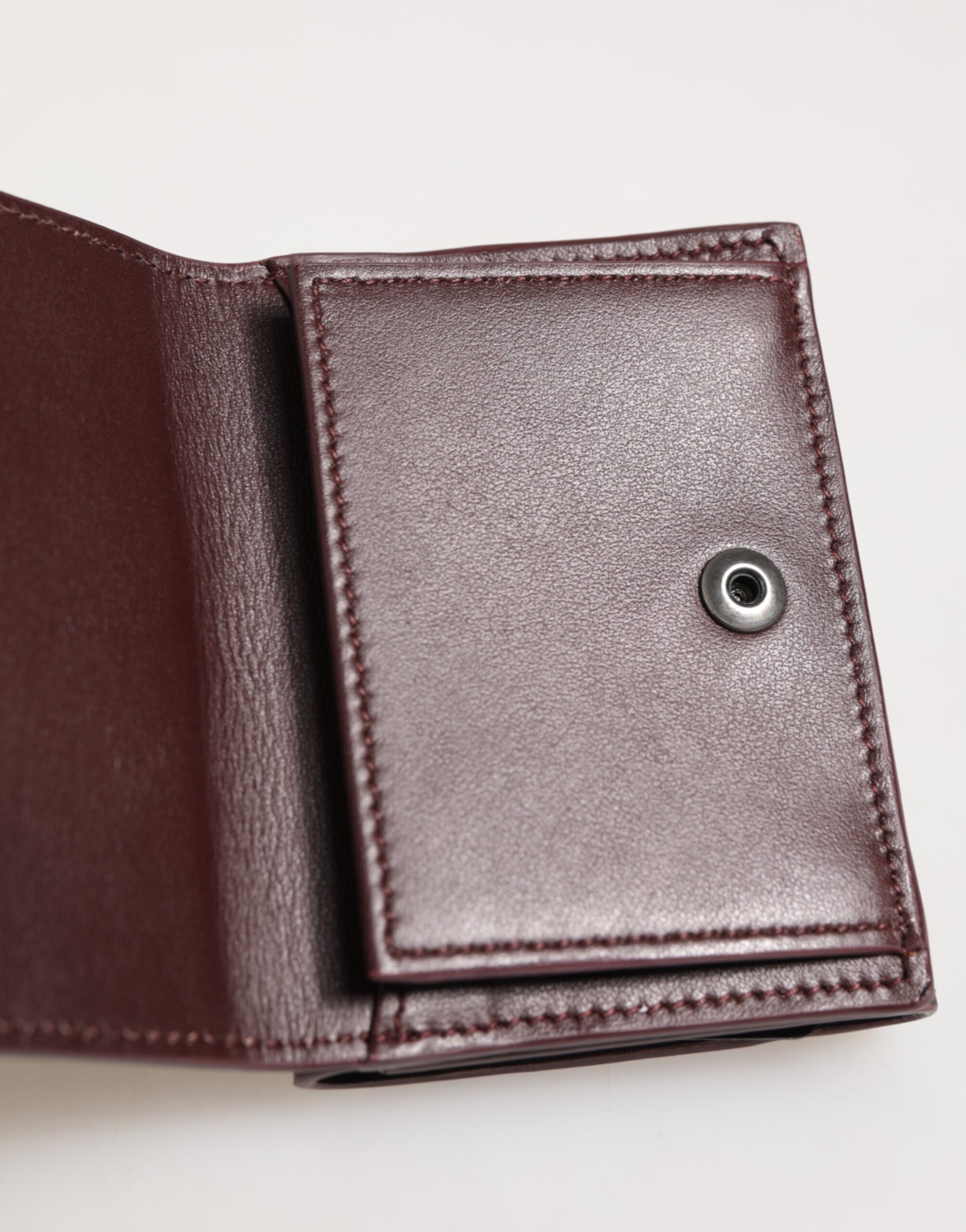 Dolce & Gabbana Leather Embossed Logo Trifold Men Card Holder Dark Brown - ClickThatClicks 