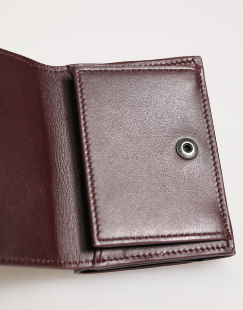 Dolce & Gabbana Leather Embossed Logo Trifold Men Card Holder Dark Brown - ClickThatClicks 