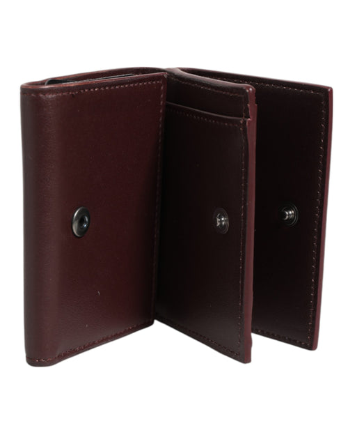 Dolce & Gabbana Leather Embossed Logo Trifold Men Card Holder Dark Brown - ClickThatClicks 