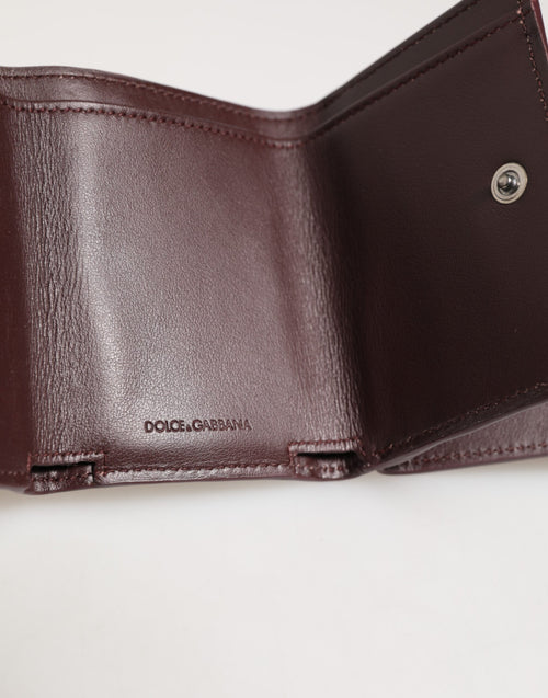 Dolce & Gabbana Leather Embossed Logo Trifold Men Card Holder Dark Brown - ClickThatClicks 