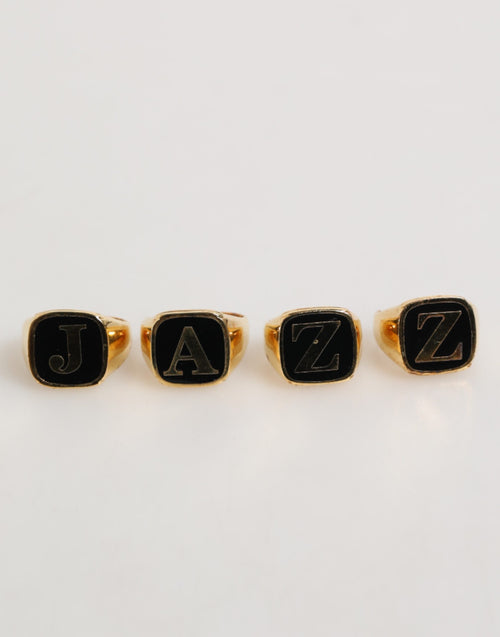 Dolce & Gabbana Gold Tone Brass JAZZ Letter Set 4 Pieces Adjustable Ring - ClickThatClicks 