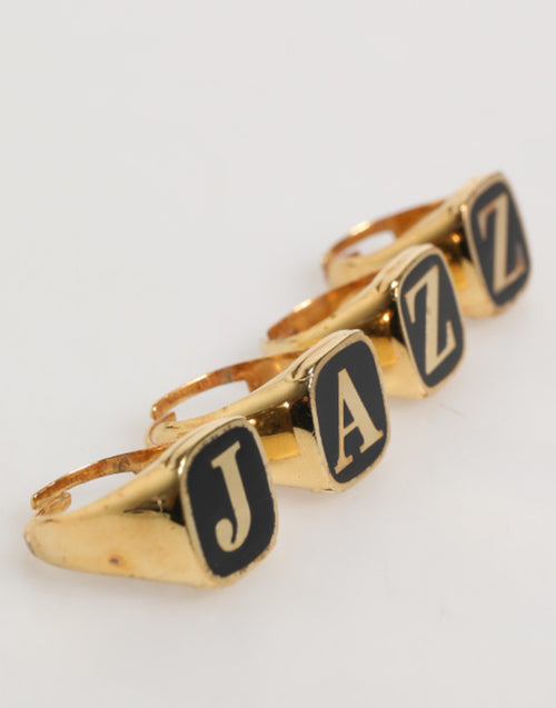 Dolce & Gabbana Gold Tone Brass JAZZ Letter Set 4 Pieces Adjustable Ring - ClickThatClicks 