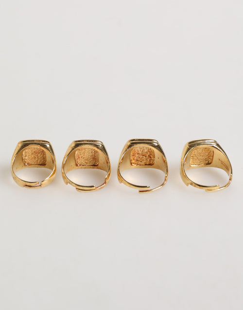 Dolce & Gabbana Gold Tone Brass JAZZ Letter Set 4 Pieces Adjustable Ring - ClickThatClicks 
