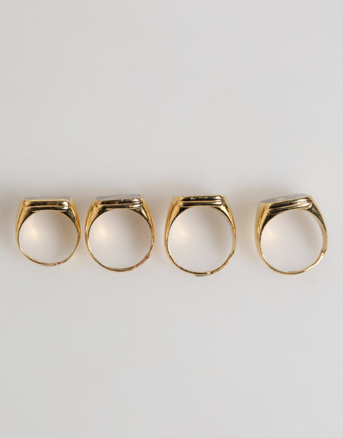 Dolce & Gabbana Gold Tone Brass JAZZ Letter Set 4 Pieces Adjustable Ring - ClickThatClicks 