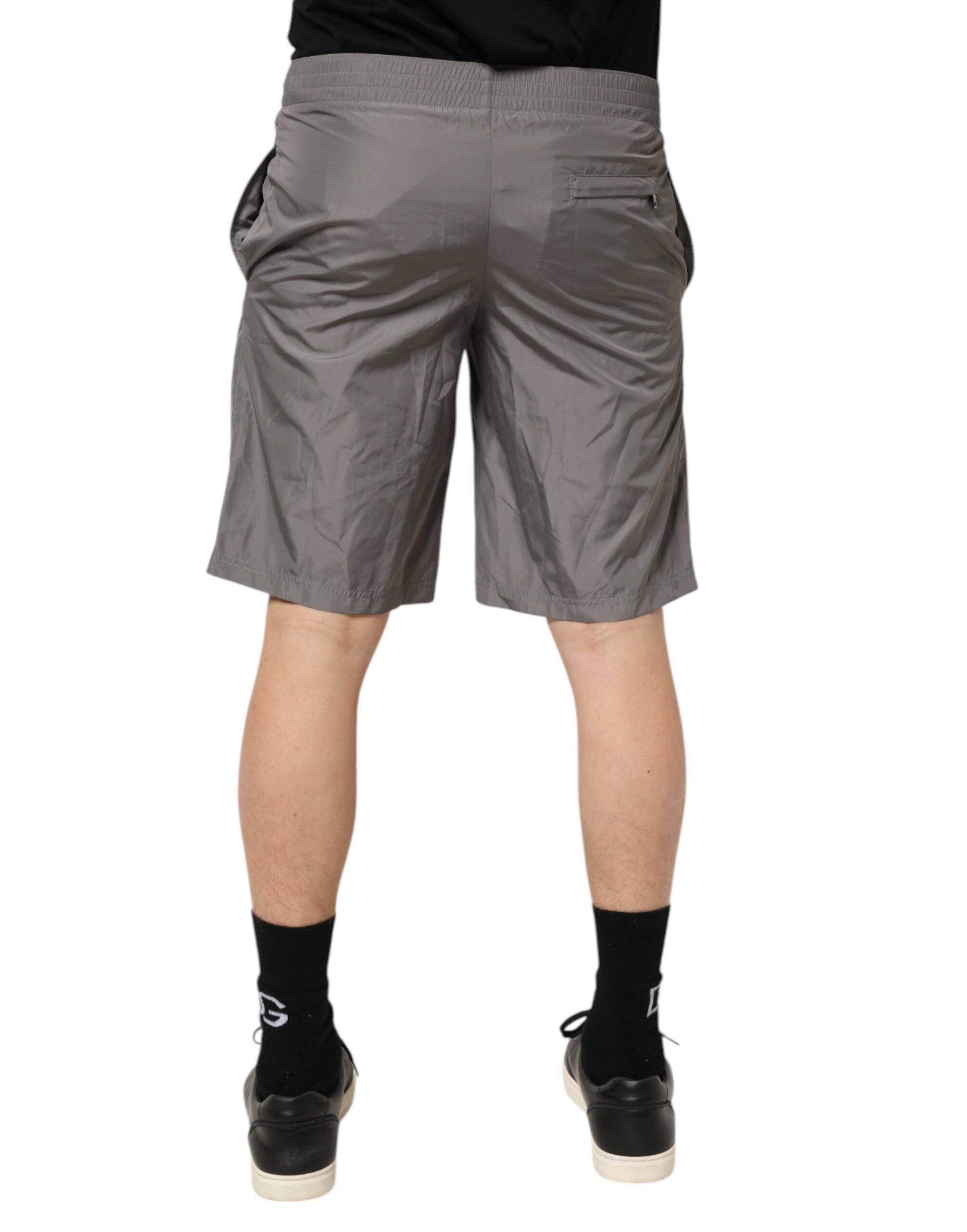 Dolce & Gabbana Light Gray Nylon Elastic Waist Shorts Swimwear - ClickThatClicks 
