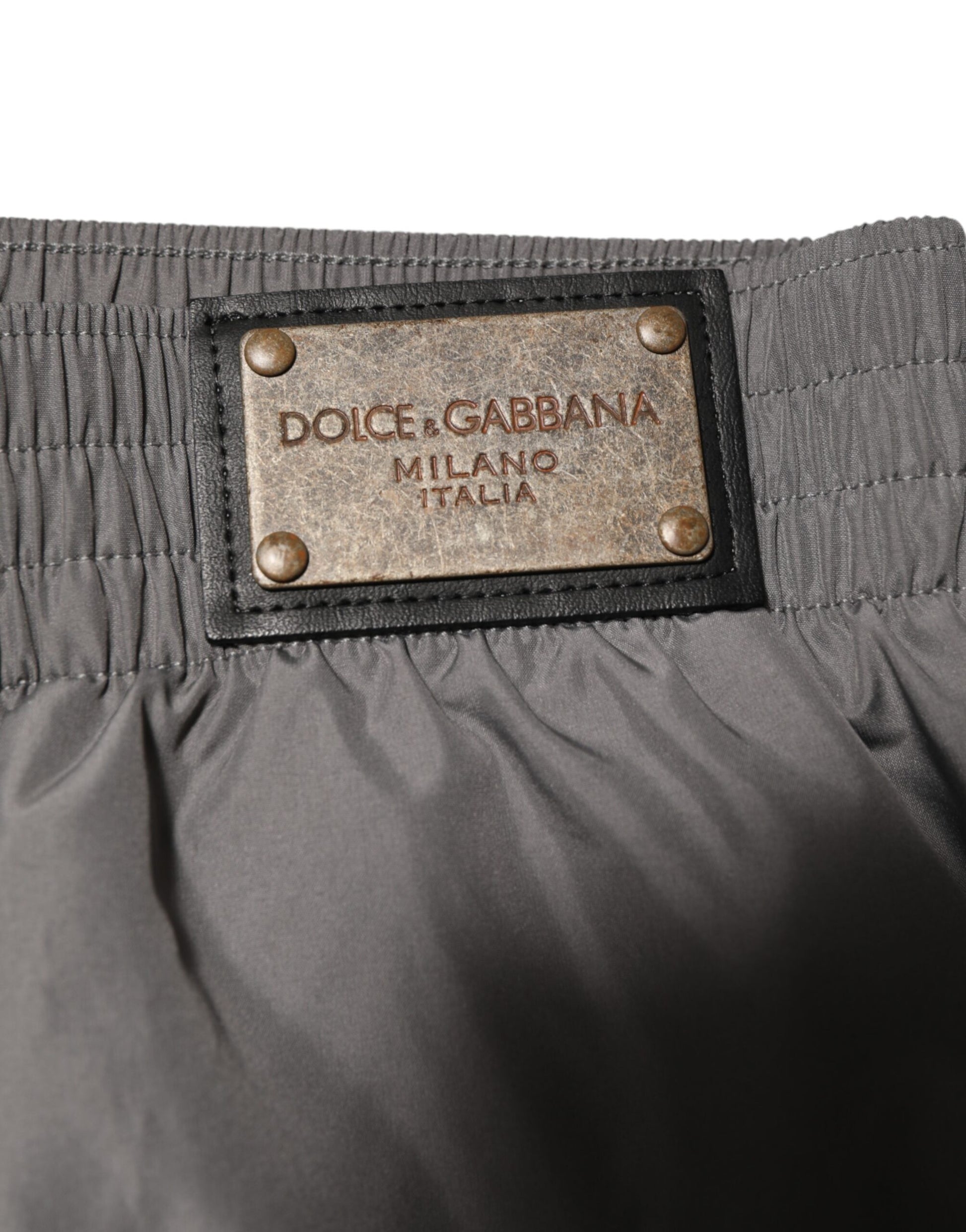 Dolce & Gabbana Light Gray Nylon Elastic Waist Shorts Swimwear - ClickThatClicks 