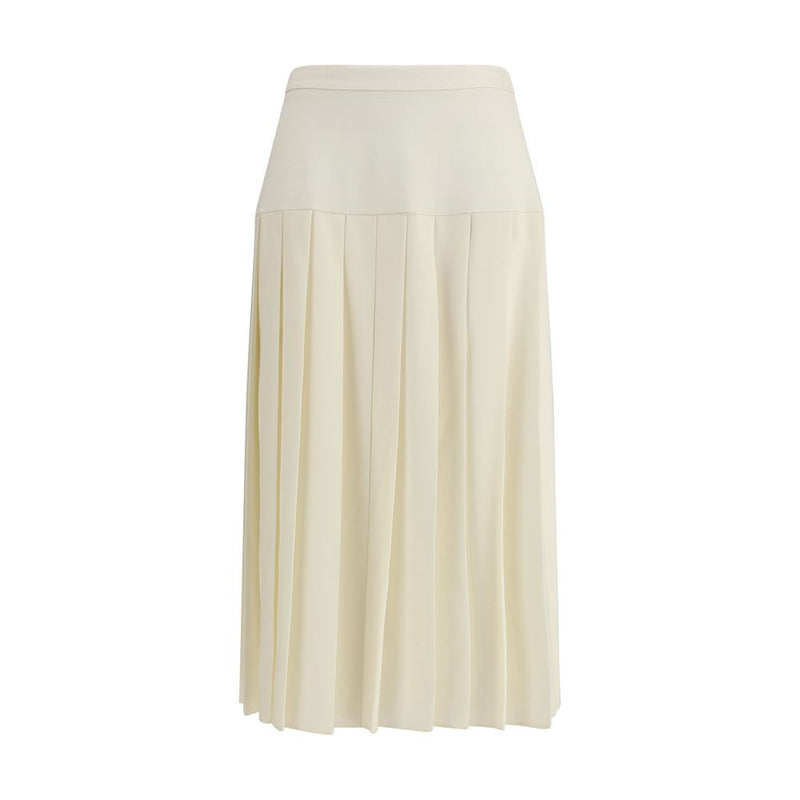 Alessandra Rich White Fleece Wool Midi Skirt