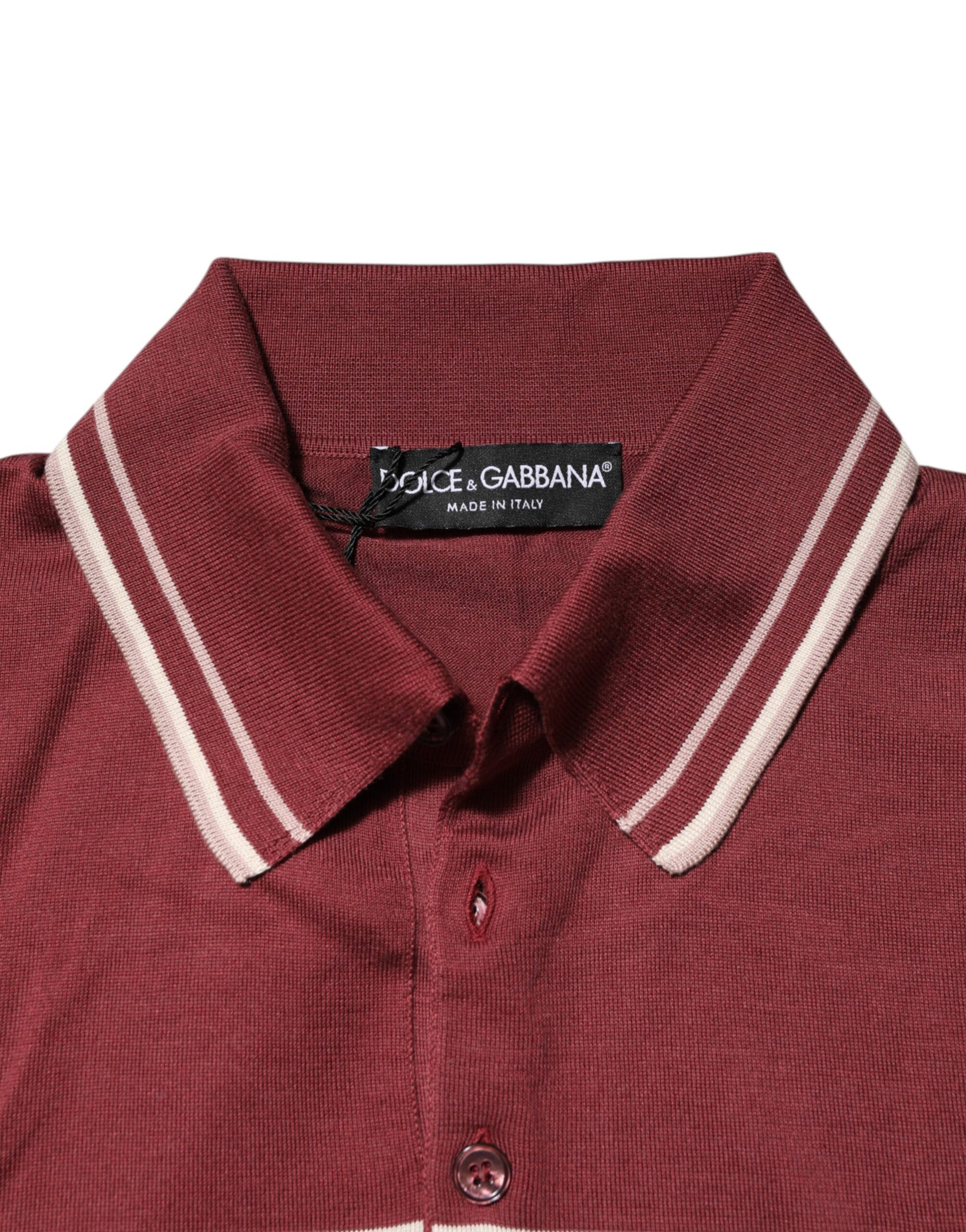 Dolce & Gabbana Cotton Burgundy Striped DG Logo Polo  T-shirt - ClickThatClicks 
