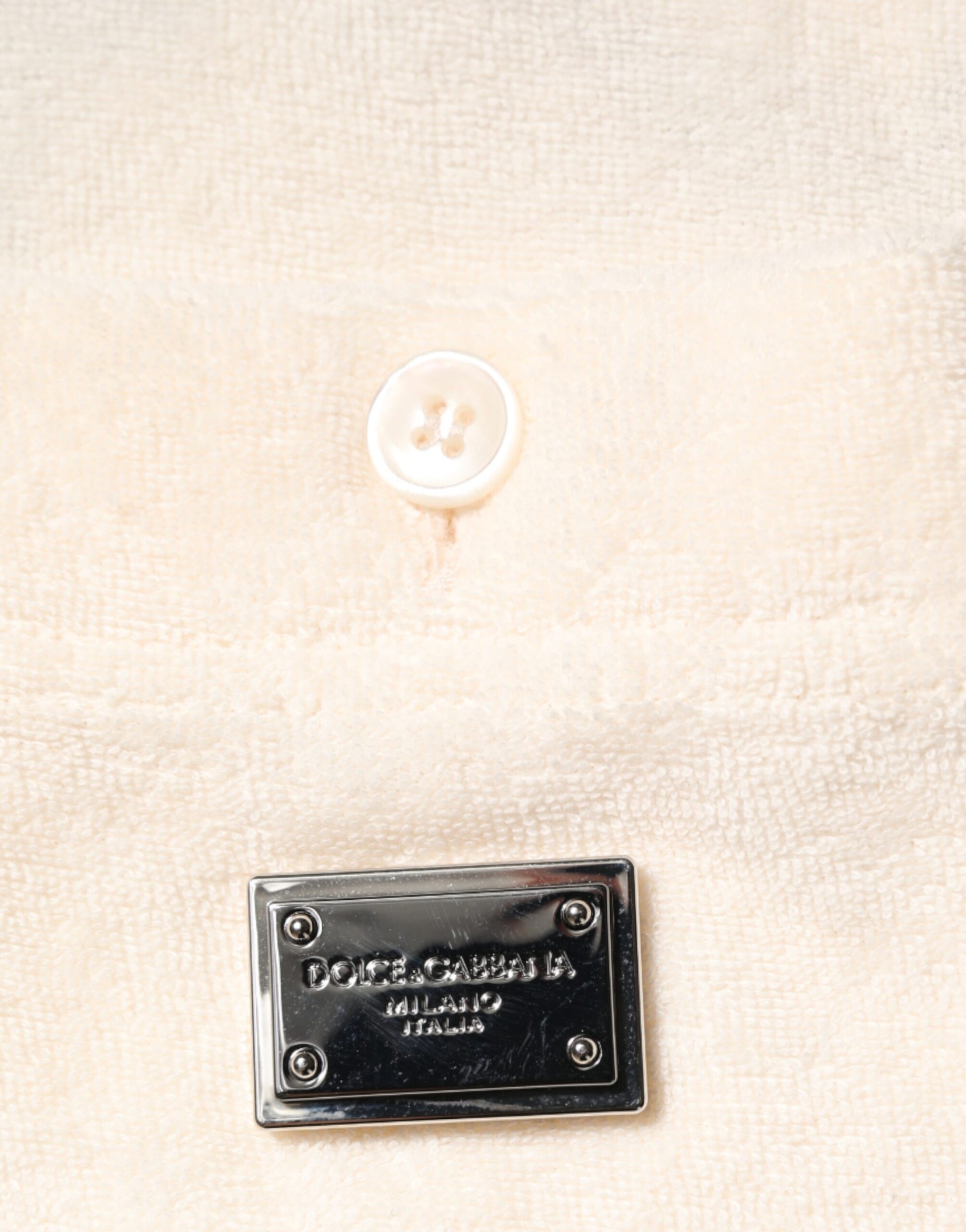 Dolce & Gabbana Ivory Cotton Terry Logo Pocket Polo T-shirt - ClickThatClicks 