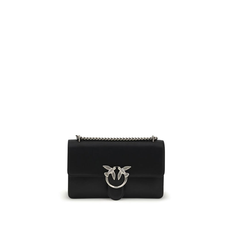 PINKO Black Calf Leather Bos Taurus Shoulder Bag