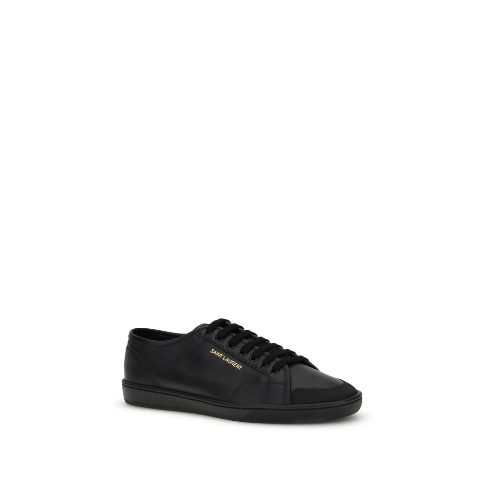 Saint Laurent Black Calf Leather Bos Taurus Low Top Sneakers - ClickThatClicks 