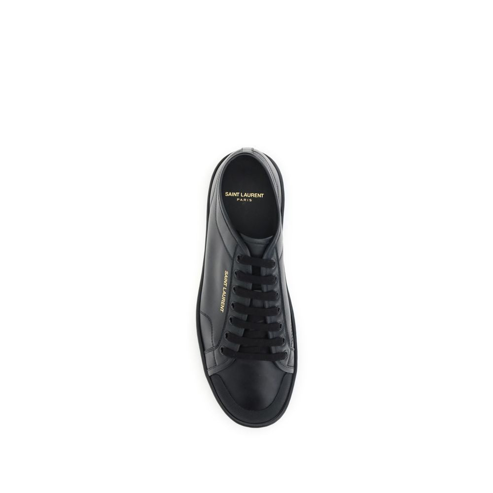 Saint Laurent Black Calf Leather Bos Taurus Low Top Sneakers - ClickThatClicks 