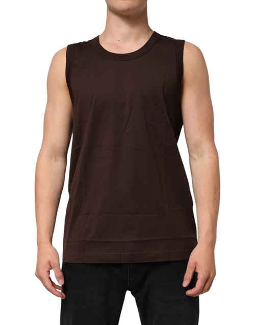 Dolce & Gabbana Brown Cotton Sleeveless Underwear Men Tank Top - ClickThatClicks 