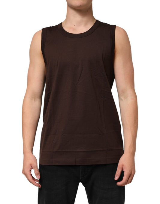 Dolce & Gabbana Brown Cotton Sleeveless Underwear Men Tank Top - ClickThatClicks 