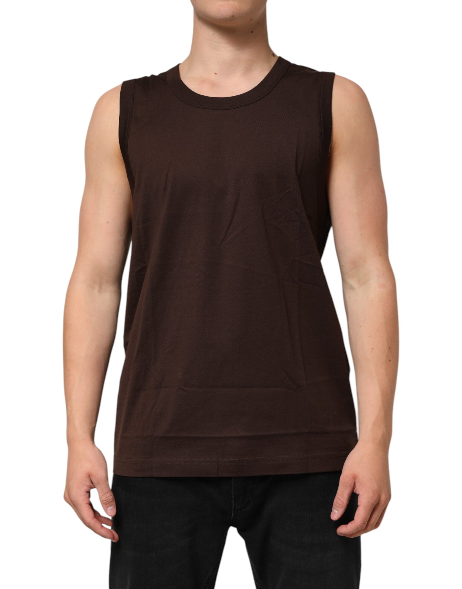 Dolce & Gabbana Brown Cotton Sleeveless Underwear Men Tank Top - ClickThatClicks 