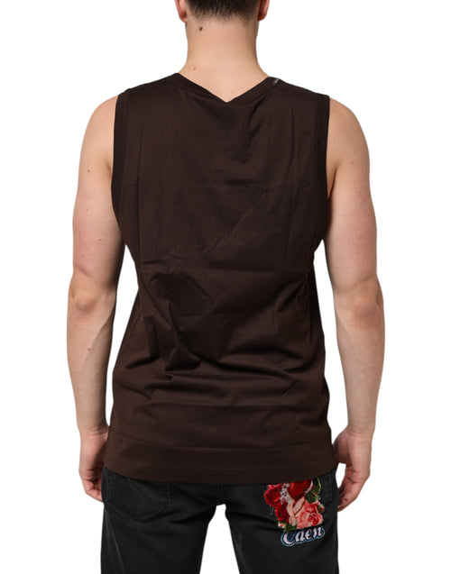 Dolce & Gabbana Brown Cotton Sleeveless Underwear Men Tank Top - ClickThatClicks 