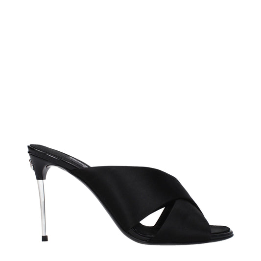 Dolce & Gabbana Black Satin Stiletto Heel Sandals - ClickThatClicks 