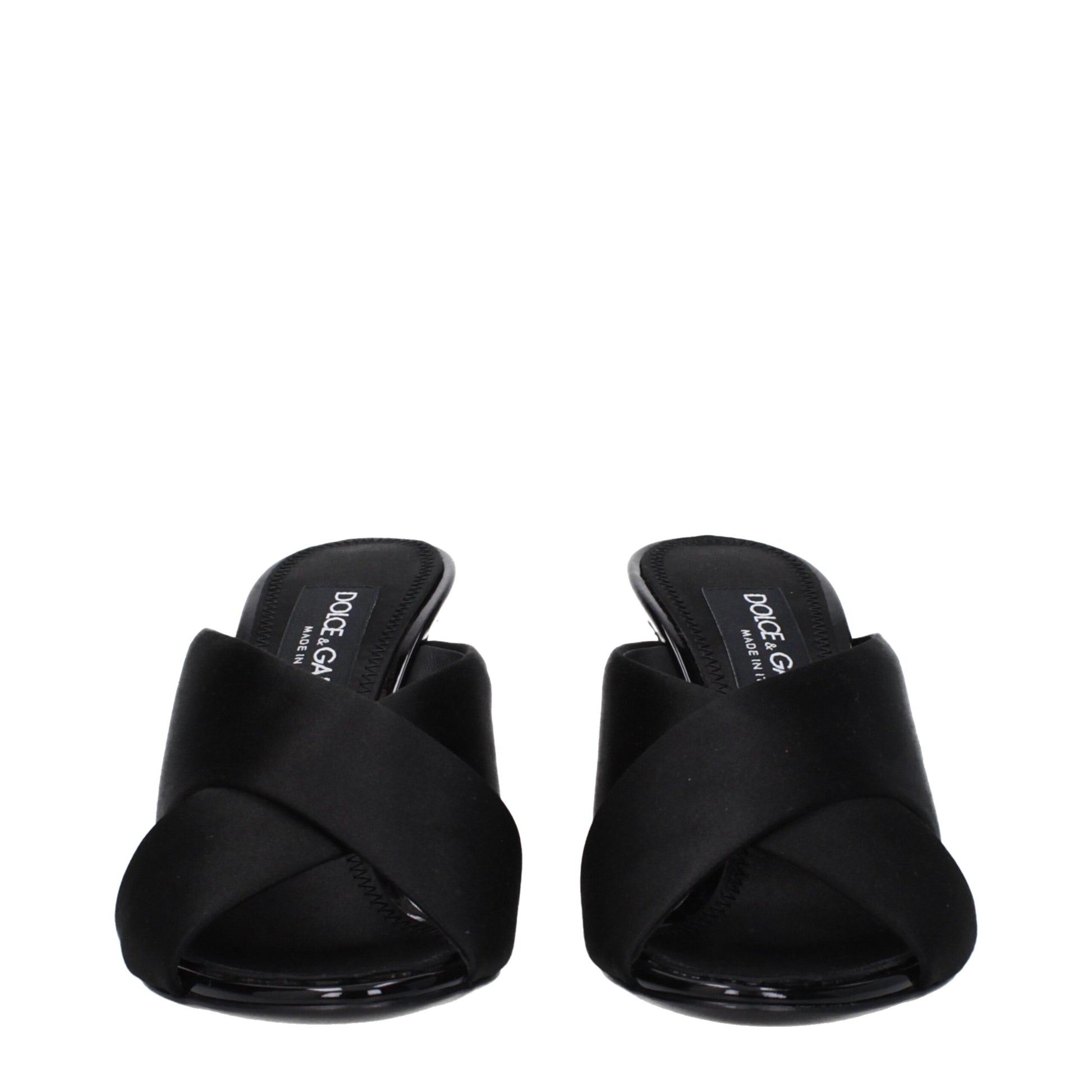 Dolce & Gabbana Black Satin Stiletto Heel Sandals - ClickThatClicks 