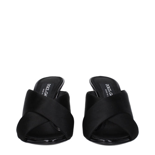 Dolce & Gabbana Black Satin Stiletto Heel Sandals - ClickThatClicks 