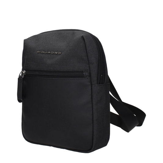 Piquadro Black Fabric Crossbody Bag