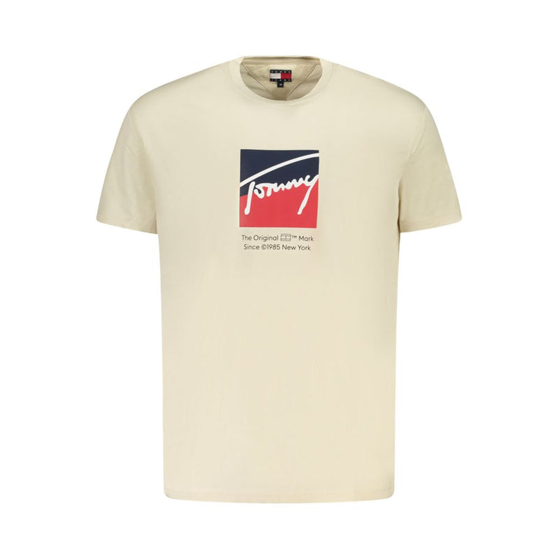 Tommy Hilfiger Beige Cotton Men T-Shirt