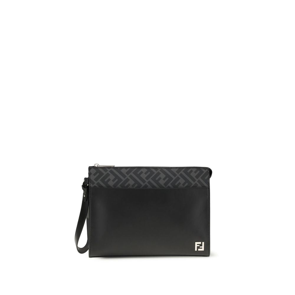 Fendi Black Calf Leather Bos Taurus Clutch Bag - ClickThatClicks 