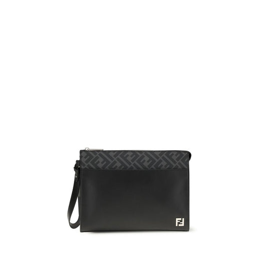 Fendi Black Calf Leather Bos Taurus Clutch Bag - ClickThatClicks 