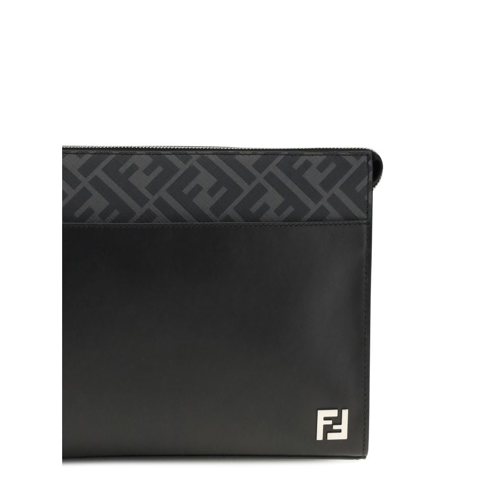 Fendi Black Calf Leather Bos Taurus Clutch Bag - ClickThatClicks 