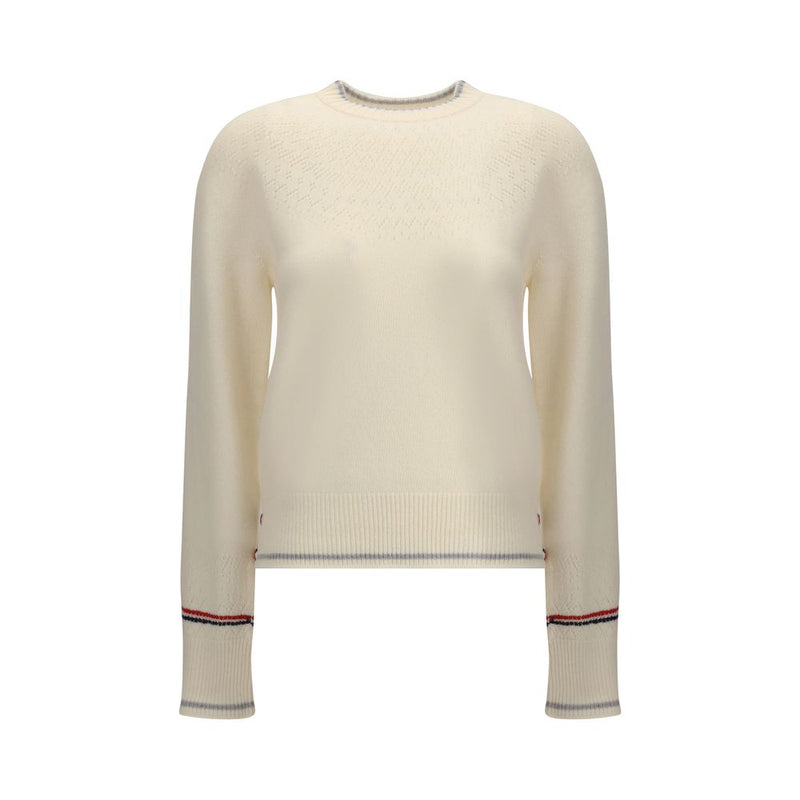 Thom Browne White Fleece Wool Sweatshirt