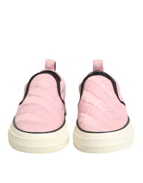 Dolce & Gabbana Pink Quilted Nylon Slip-On Sneaker Shoes - ClickThatClicks 