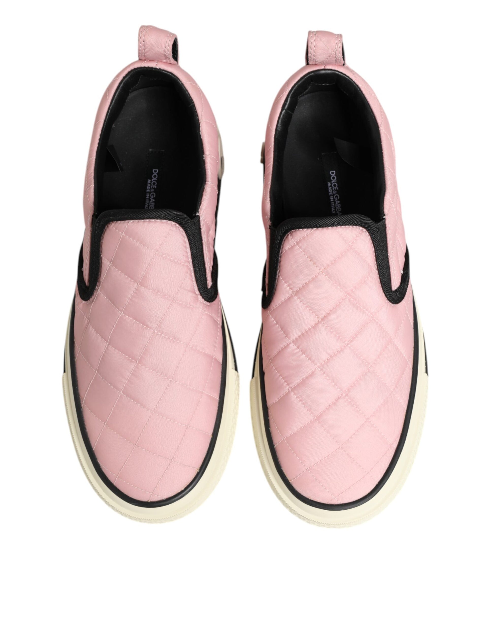 Dolce & Gabbana Pink Quilted Nylon Slip-On Sneaker Shoes - ClickThatClicks 