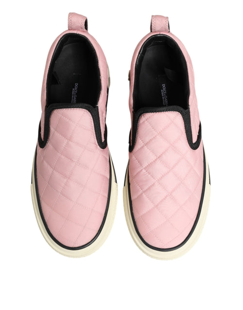 Dolce & Gabbana Pink Quilted Nylon Slip-On Sneaker Shoes - ClickThatClicks 