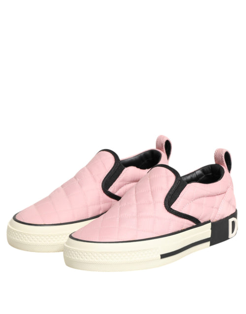Dolce & Gabbana Pink Quilted Nylon Slip-On Sneaker Shoes - ClickThatClicks 